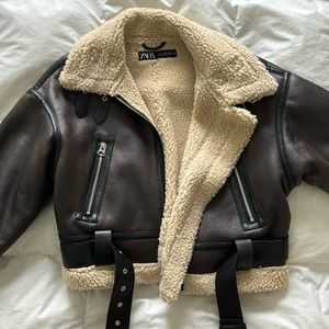 Zara crop Sherpa jacket